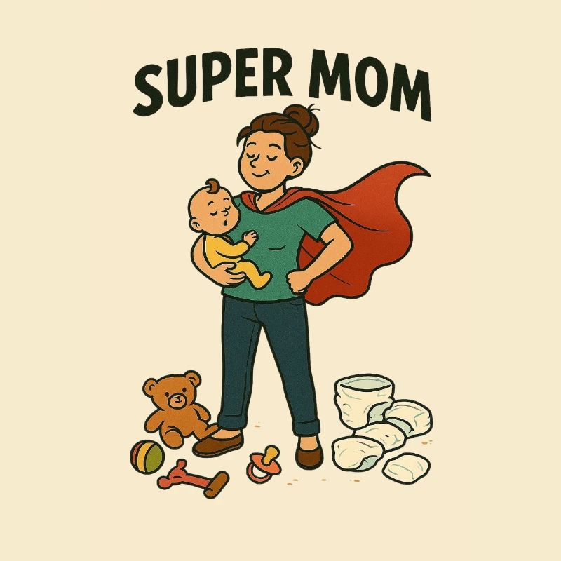 Super Mama Held mit Kind Cape