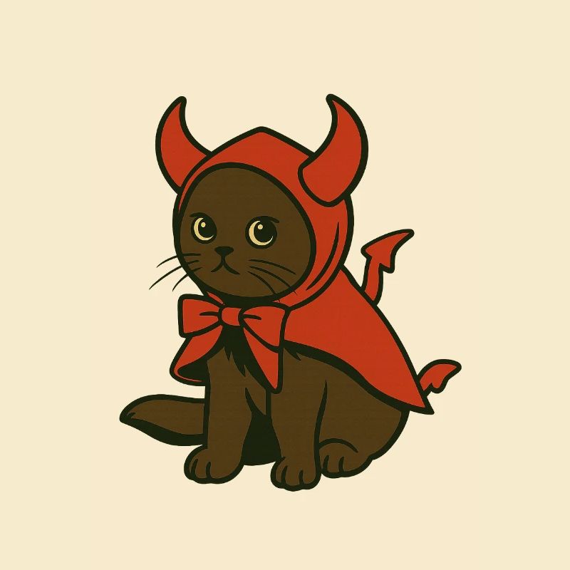 Kitten in red devil costume