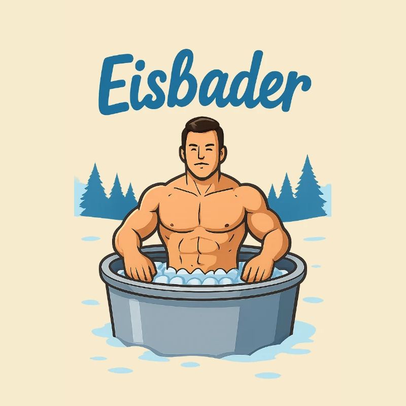 Eisbader Muskelmann im Eisbad