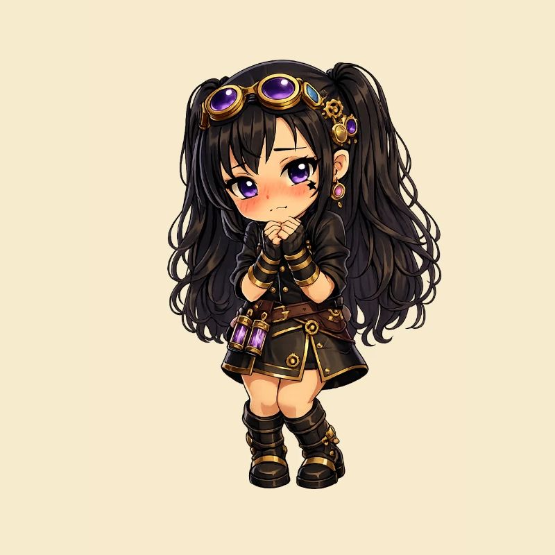 Steampunk chibi Luna mit Lila Glanz