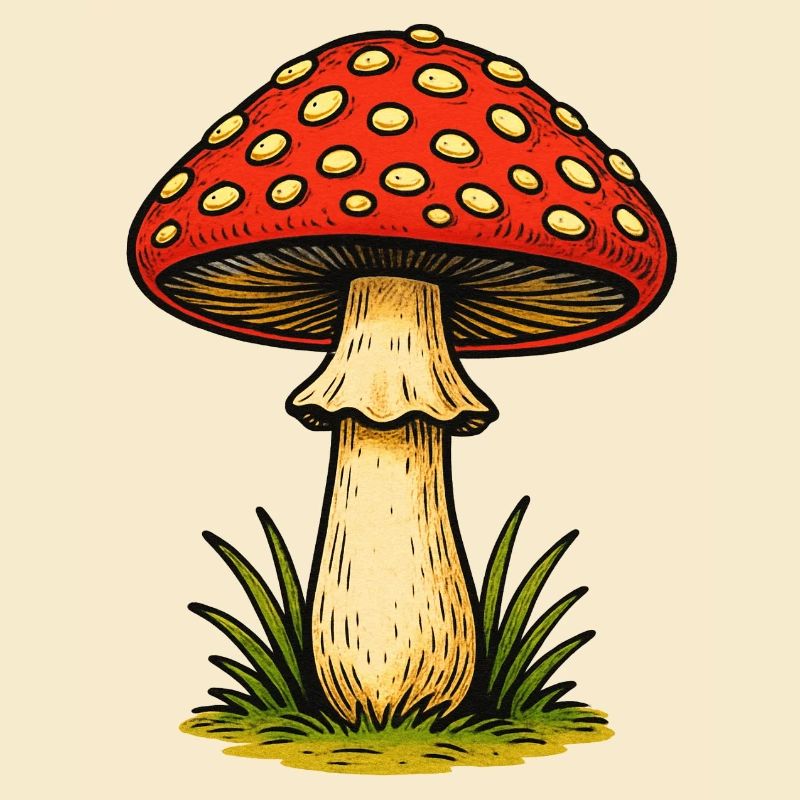 Champignon rouge rétro