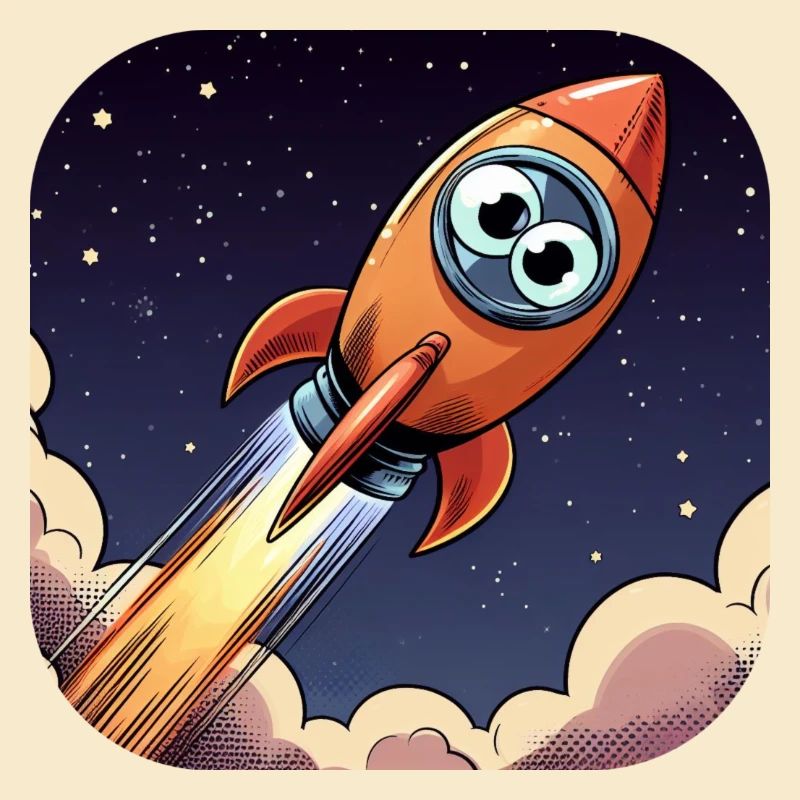 Comic Rakete mit Augen