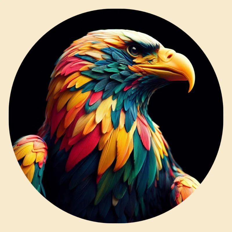 Eagle with colorful feathers