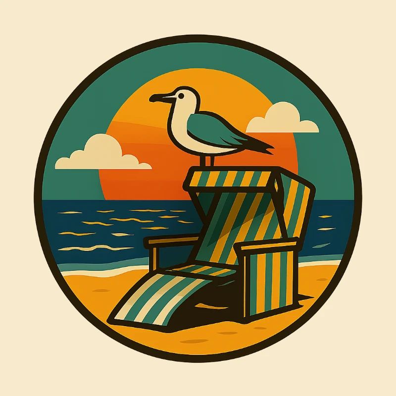 Strandkorb Design mit Möwe