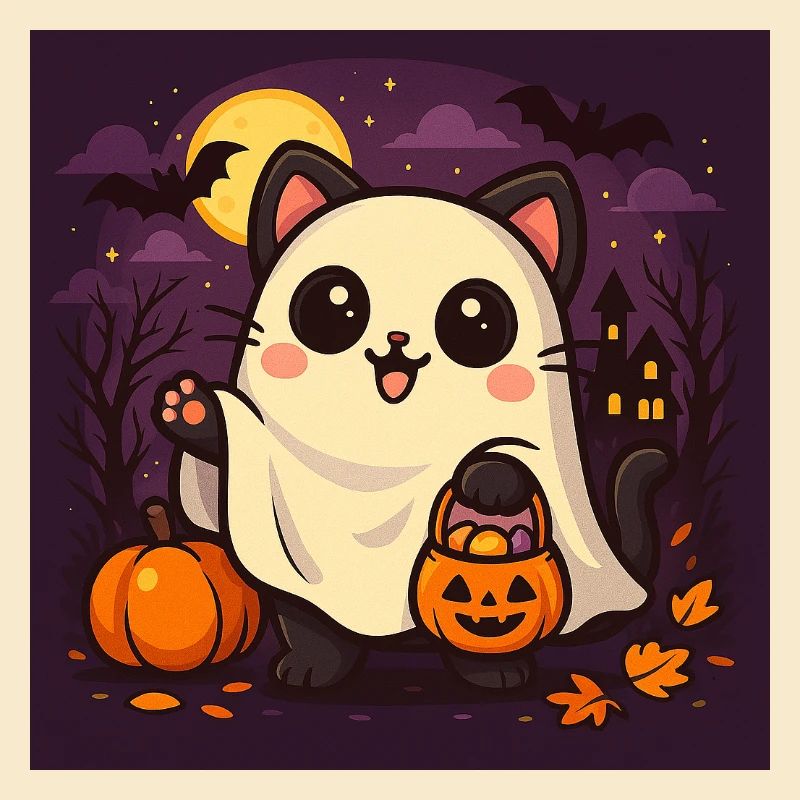 Kuschelige Halloween Geistkatze