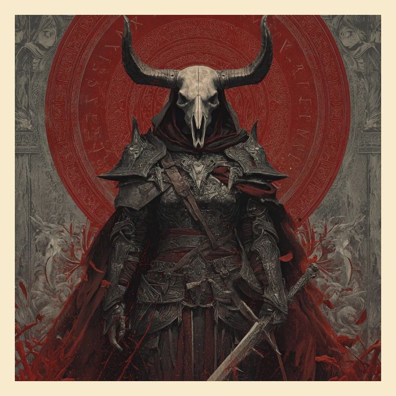 Demon Warrior with Skull Helmet