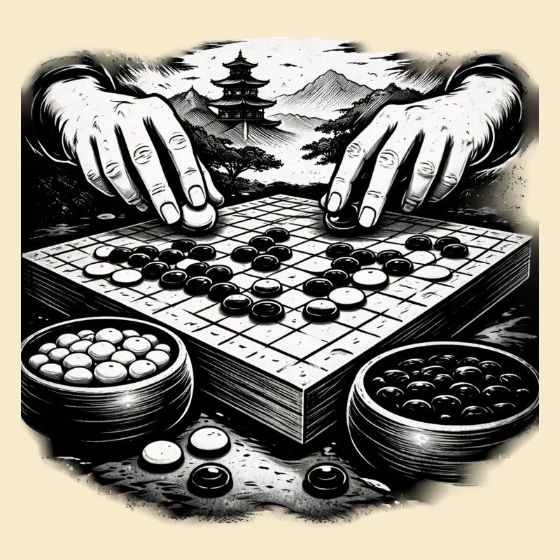 Go Board Game – Zen Strategy Illustration