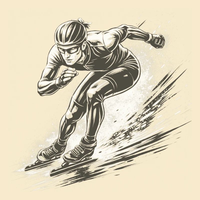 Speed skaters in full dynamics