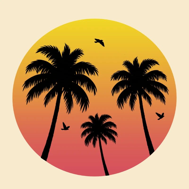 Sunset Palm Tree Beach