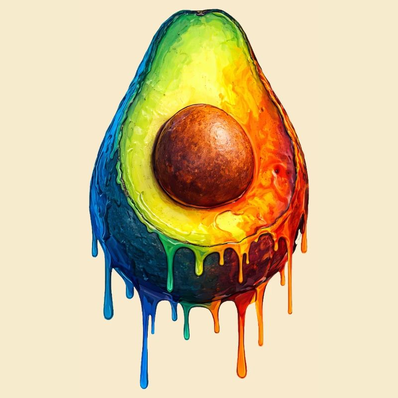 Avocado mit buntem Farbverlauf