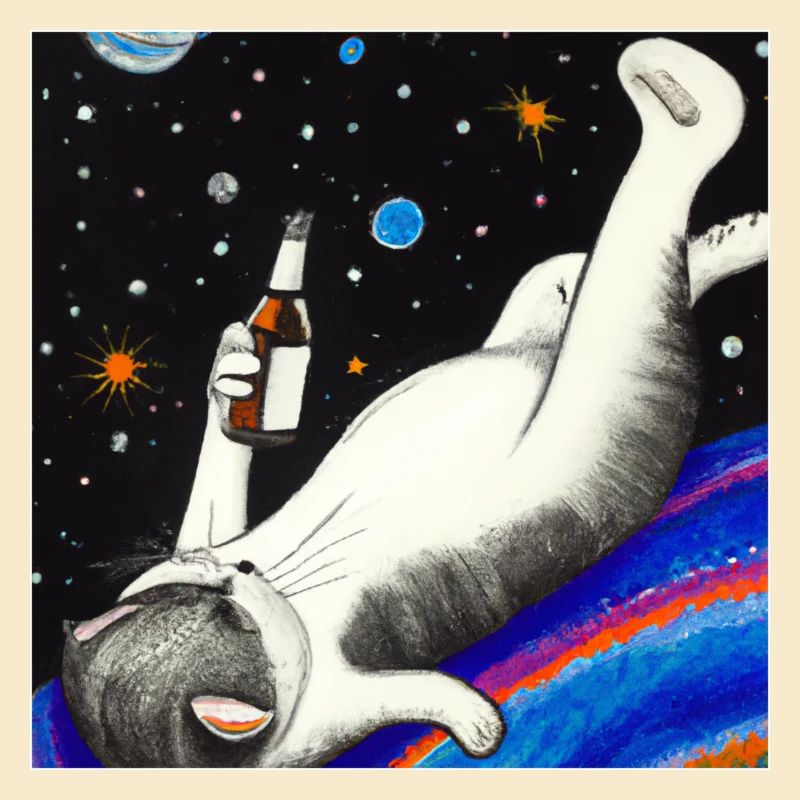 Chat ivre dans l’espace.