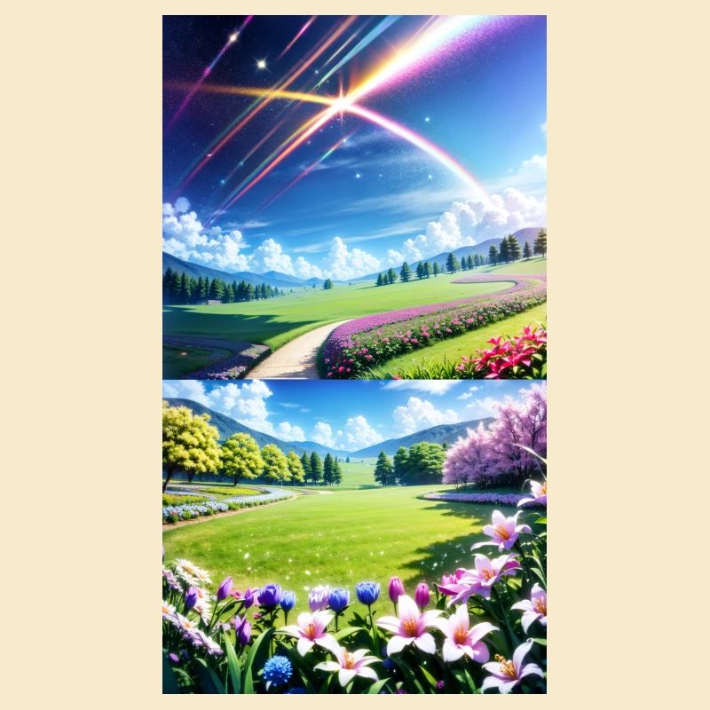 Landschaft mit 4 Bereichen, Generative KI