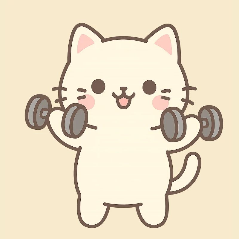 Kitten doing strength training