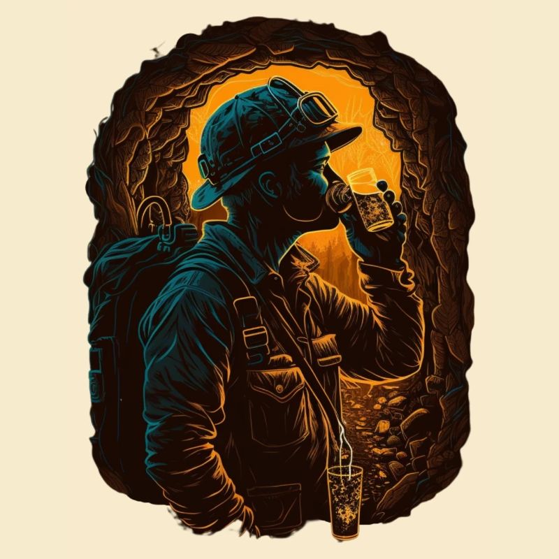 Mining buddy drinks his beer underground