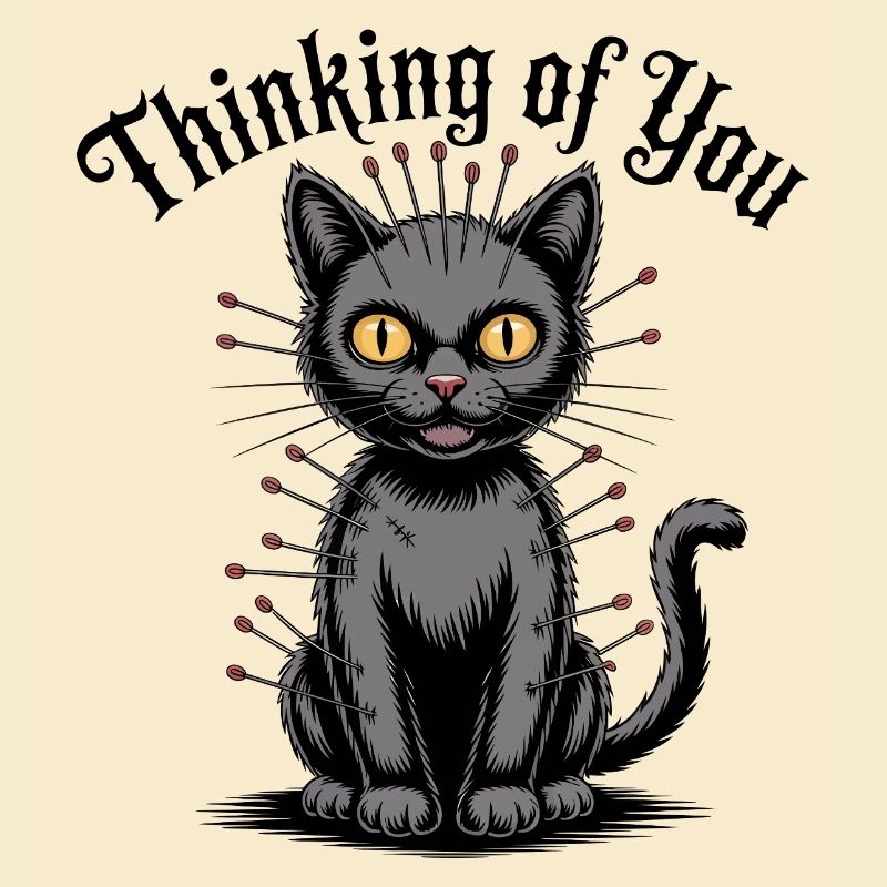 Chat vaudou qui pense à vous