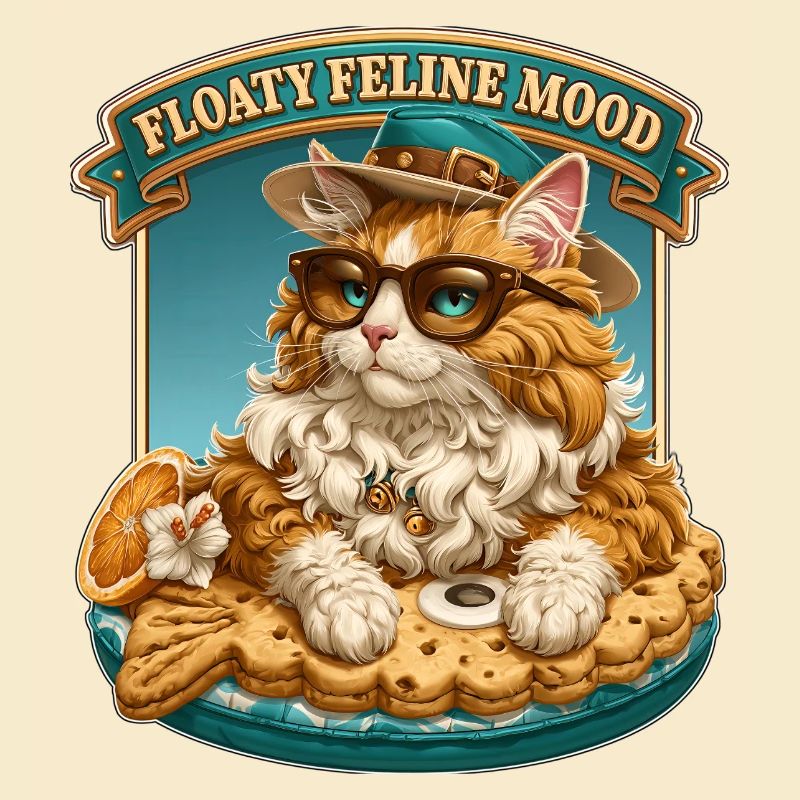 Floaty Feline Mood Cool Cat on Summer Pool Float