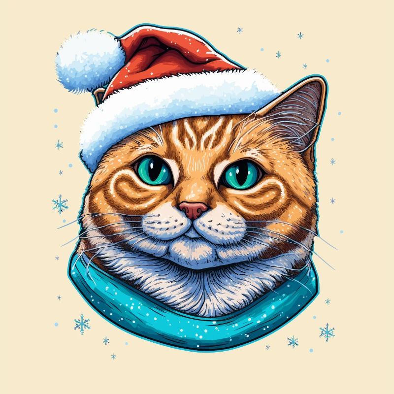 Xmas kitten digital illustration, a great Advent