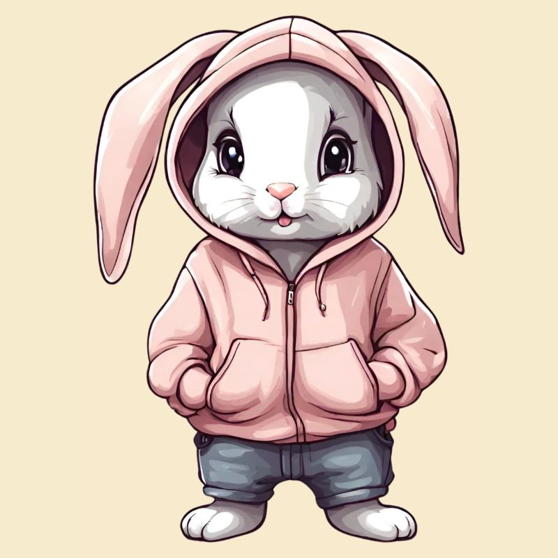 Lapin mignon avec pull hoddie