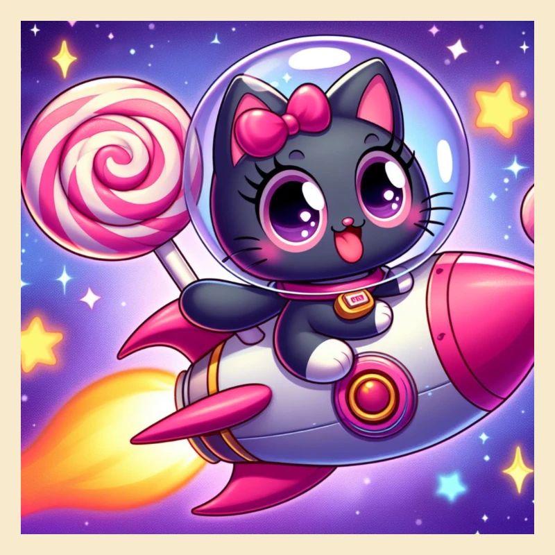 Space Kitty avec sucette et boucle rose dans l’espace