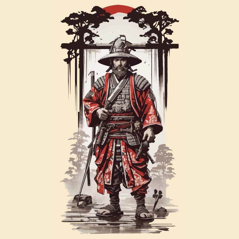 Japanische Samurai Essenz im Ukiyo-E Kunst Stil
