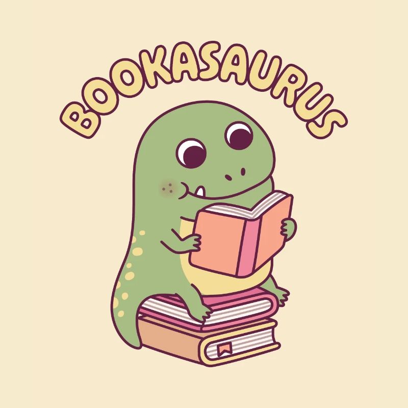 Niedlicher T-Rex Dinosaurier liest ein Buch Bookasaurus