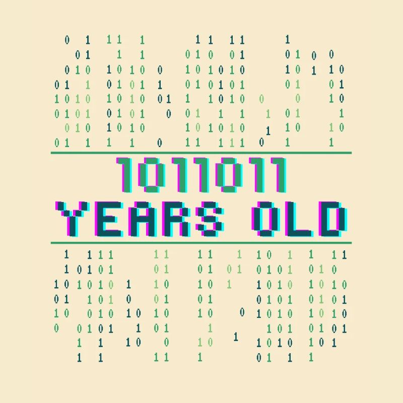 91e anniversaire 91 ans Code binaire Informatique