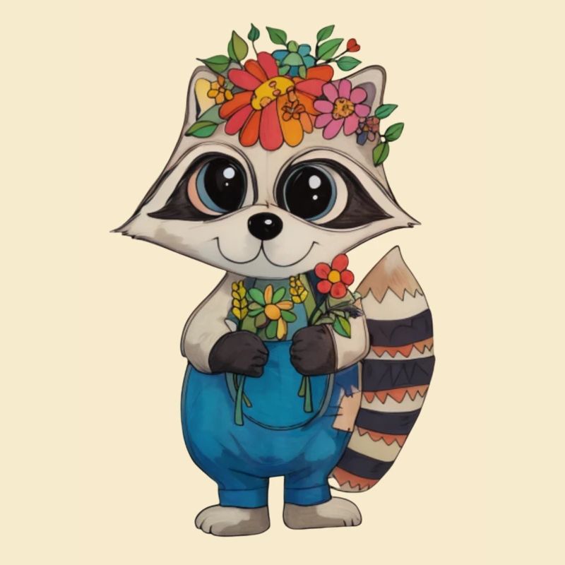 Blumenkranz Waschbär
