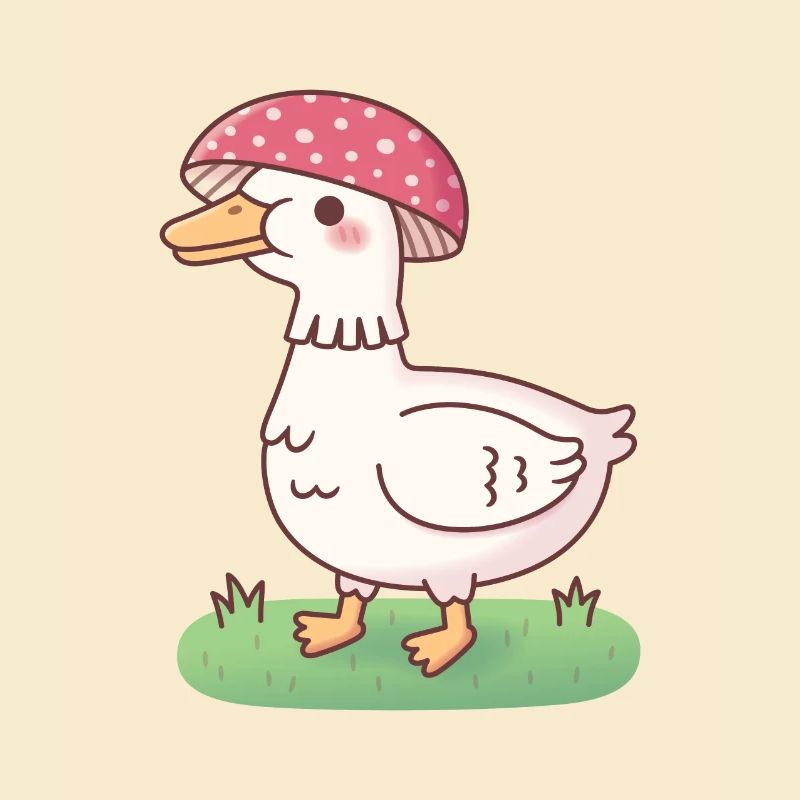 Cute Toadstool Mushroom Duck