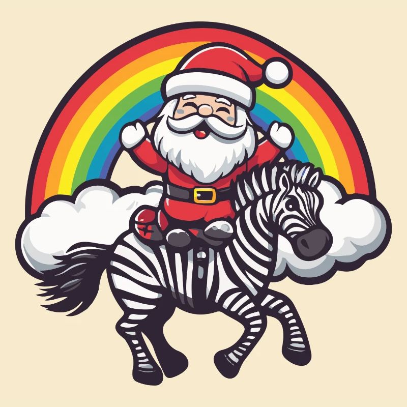 Zebra Weihnachtsmann Regenbogen