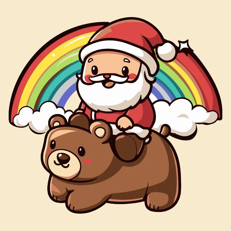 Bär Weihnachtsmann Regenbogen