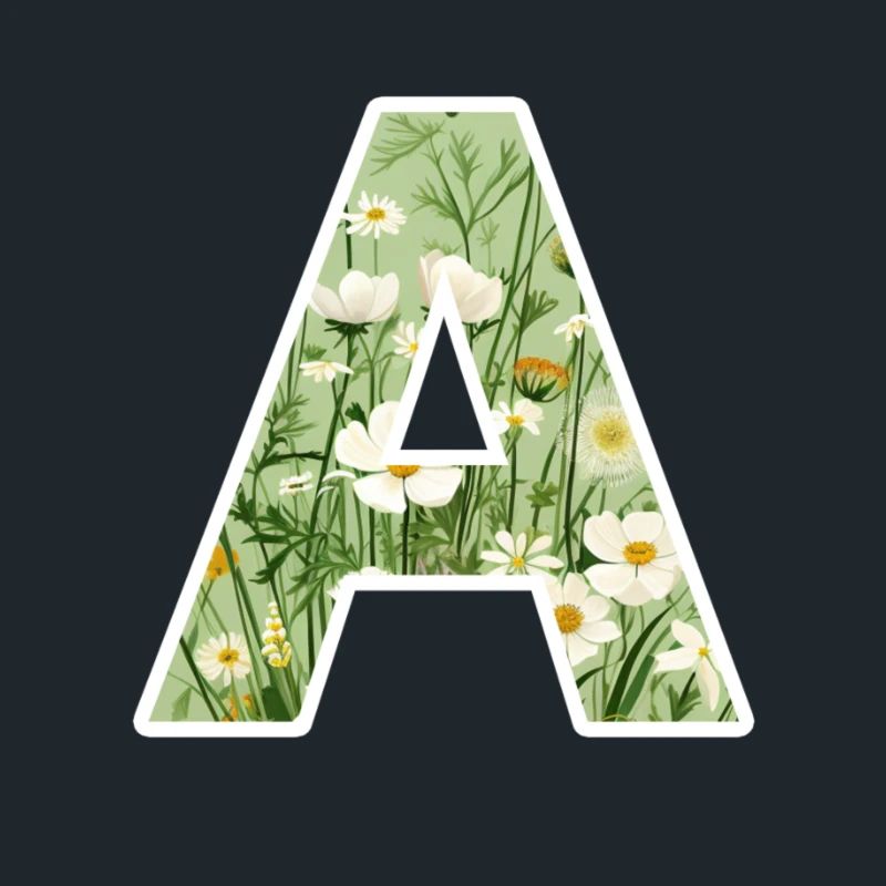 Letter A, Monogram, Floral Pattern