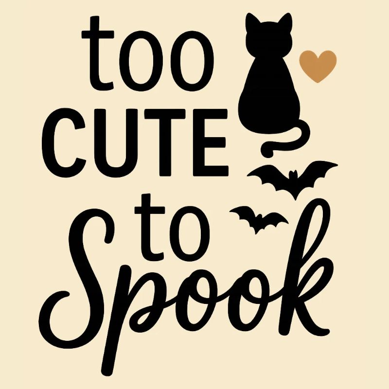 Cute Halloween spook with cat and bats