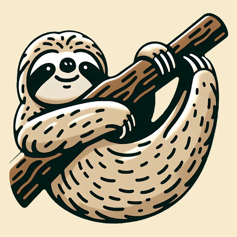 Cute sloth on tree stay calm