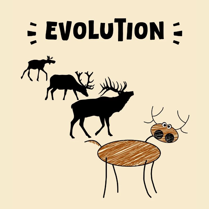 Die Evolution der Hirsche – Lustige Stadien der Evolution.