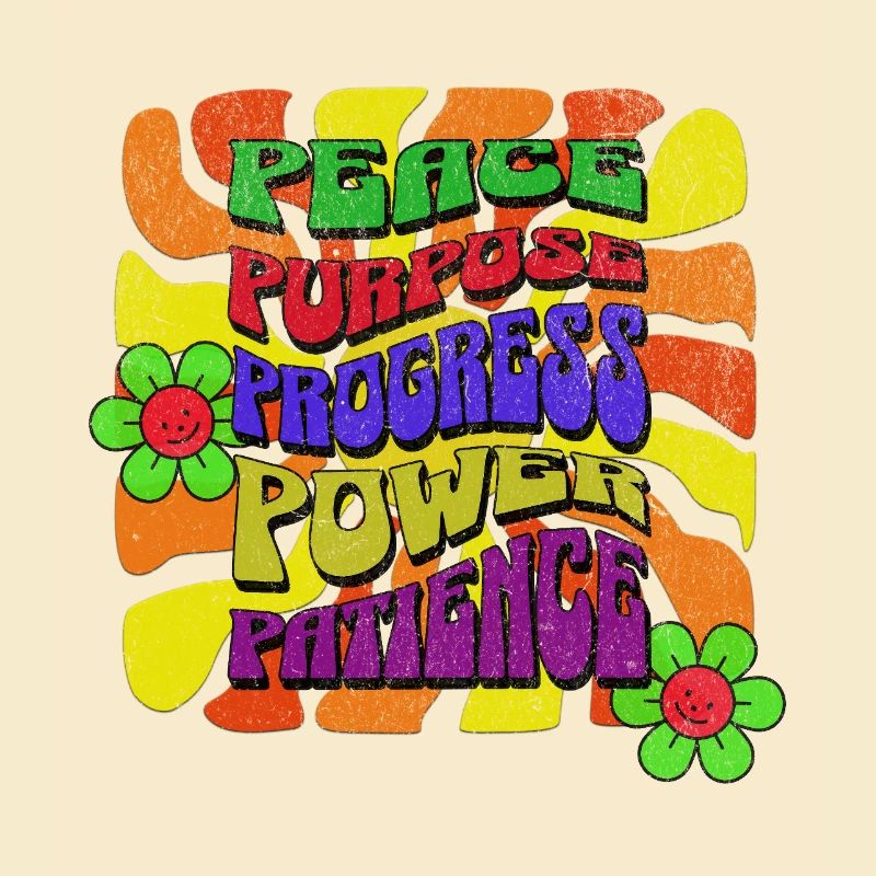 Paix Objectif Progrès Puissance Patience Rétro Design