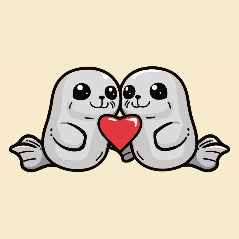 Couple de phoques Saint-Valentin