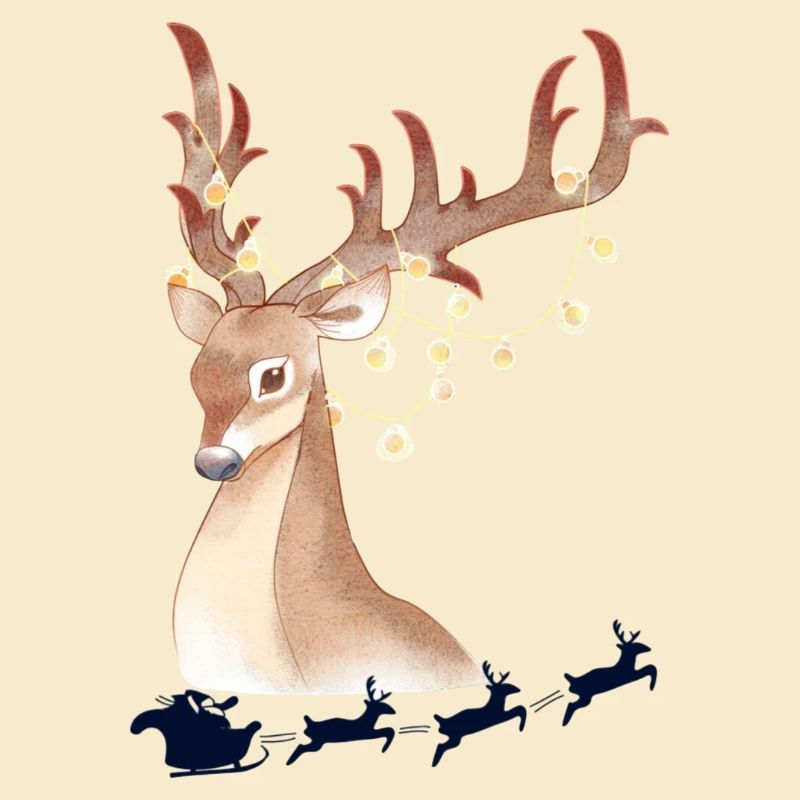 Lights deer in the winter forest