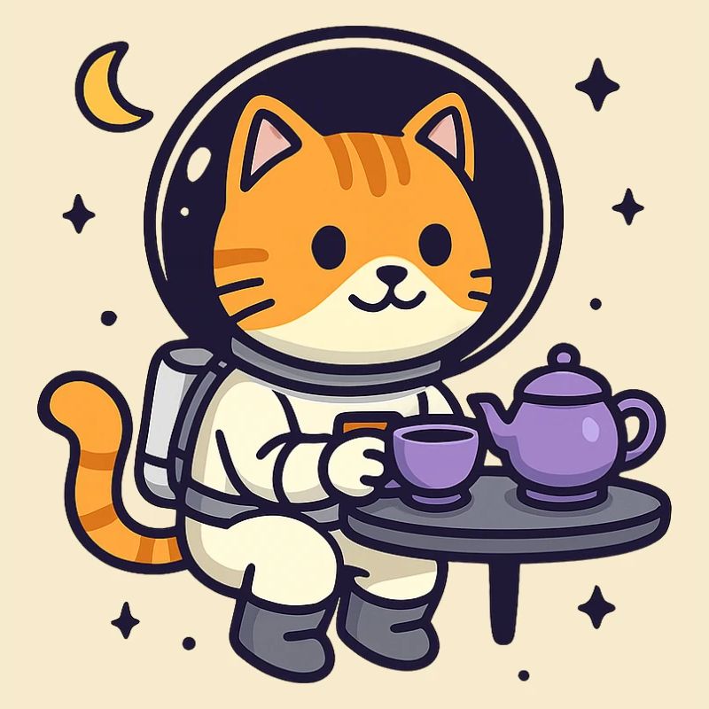 L’heure du thé du chat de l’espace – Astronaute Kawaii