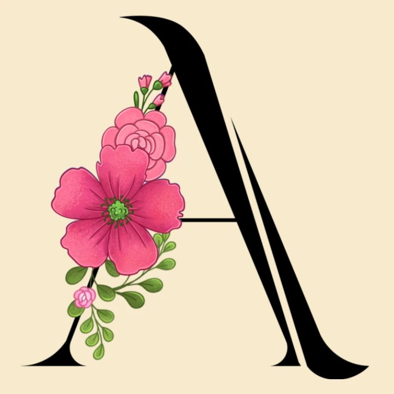 Eleganter Buchstabe 'A' mit Blumen