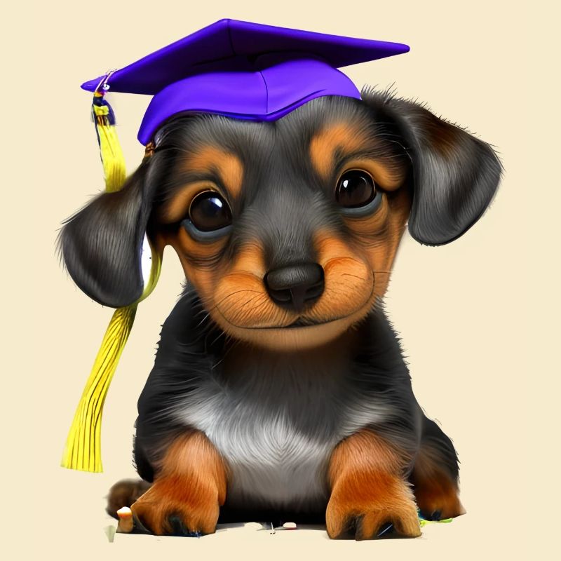 Bachelor Dachshund Study Dogs School Leaving Certificate