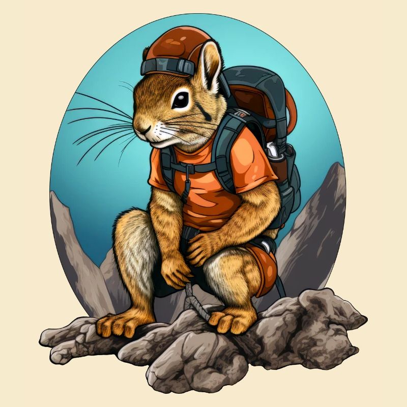 Eichhörnchen Bergsteiger / Wandern Eichhörnchen