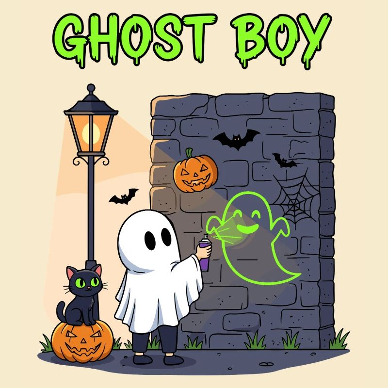 Ghost Boy Halloween Graffiti
