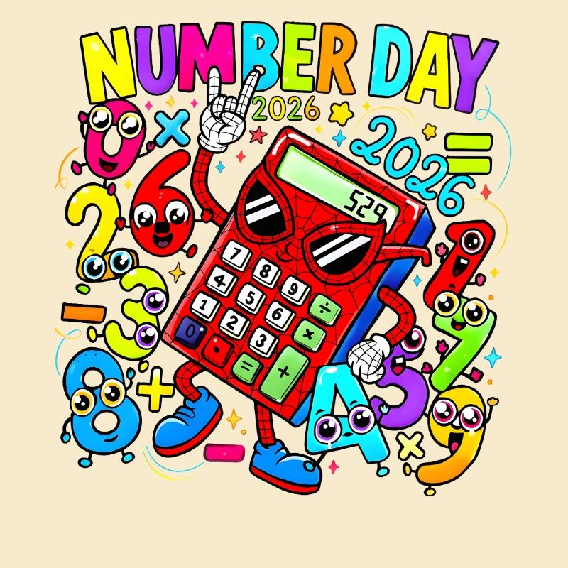 Number Day 2026 Neon Calculator