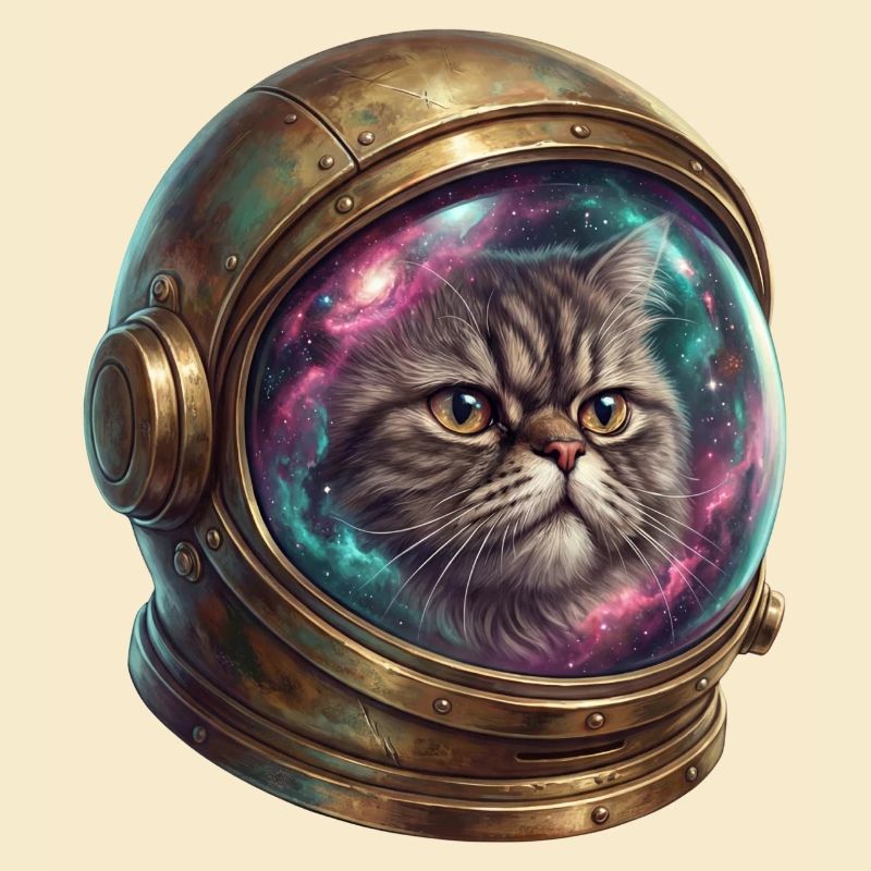 Astronaute chat dans un casque spatial