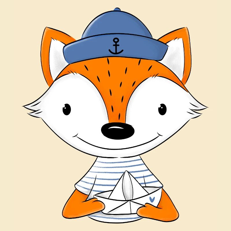 Sailor fox with paper boat
