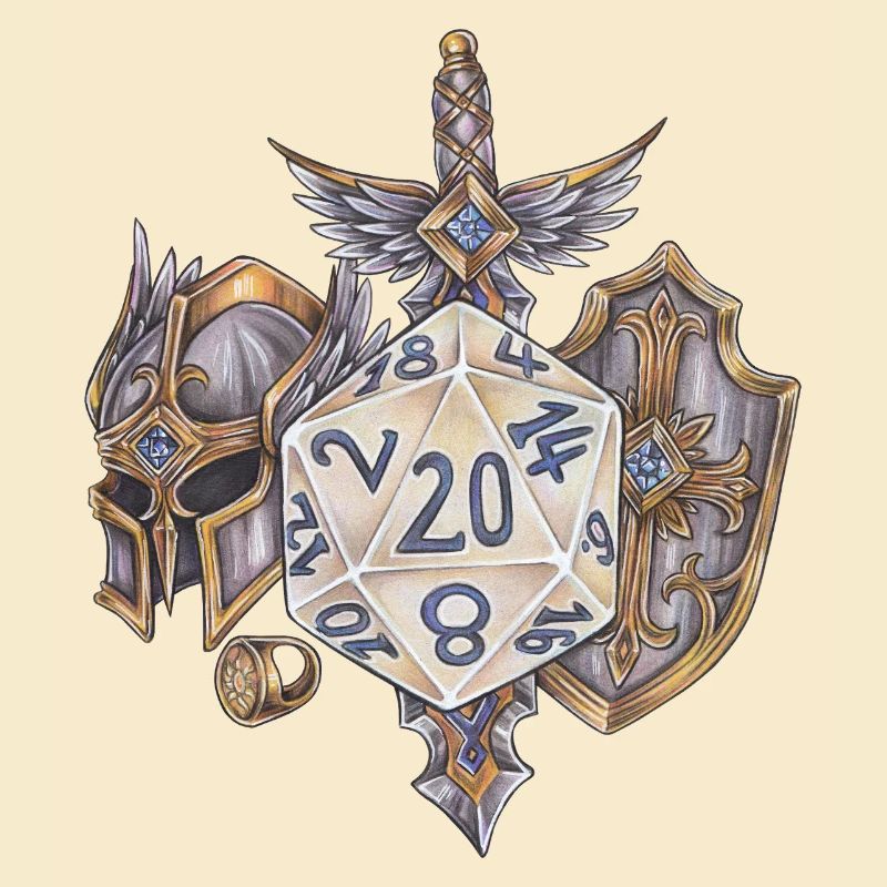 Paladin cadeau de dés D20 sur table RPG