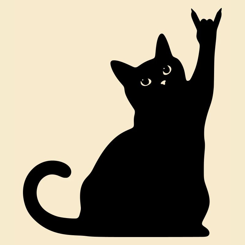 Black Cat – Devil Horns Silhouette