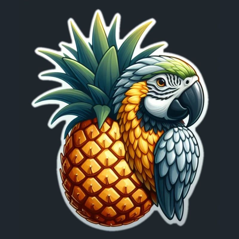 Papagei auf einer Ananas