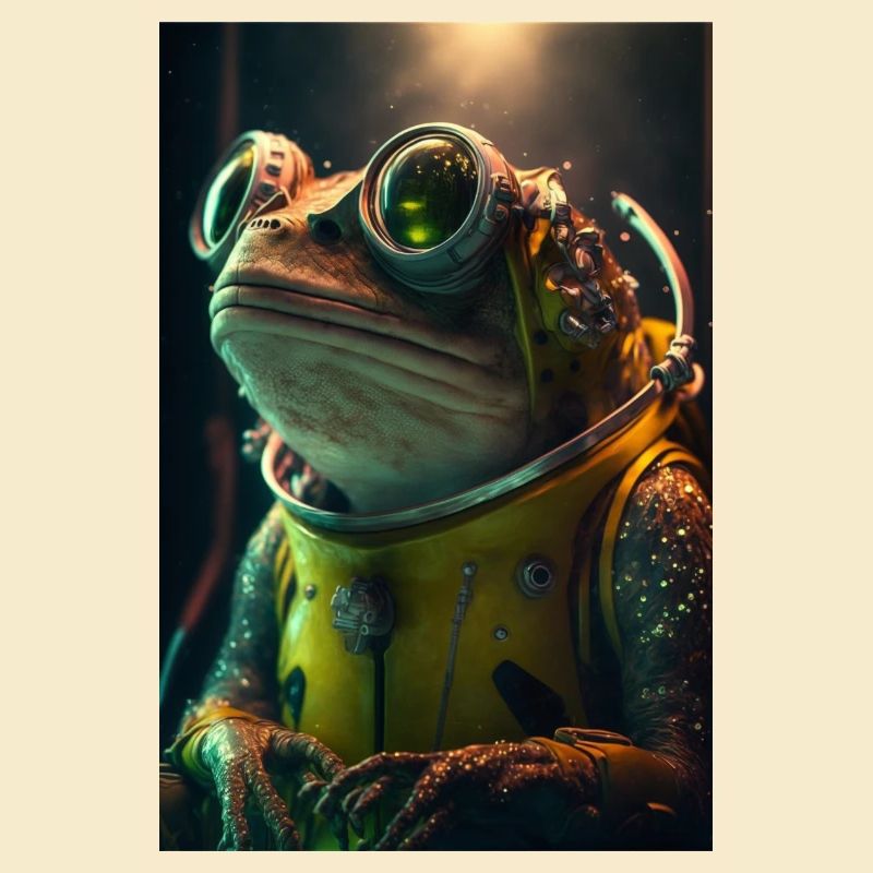 cute frog astronaut