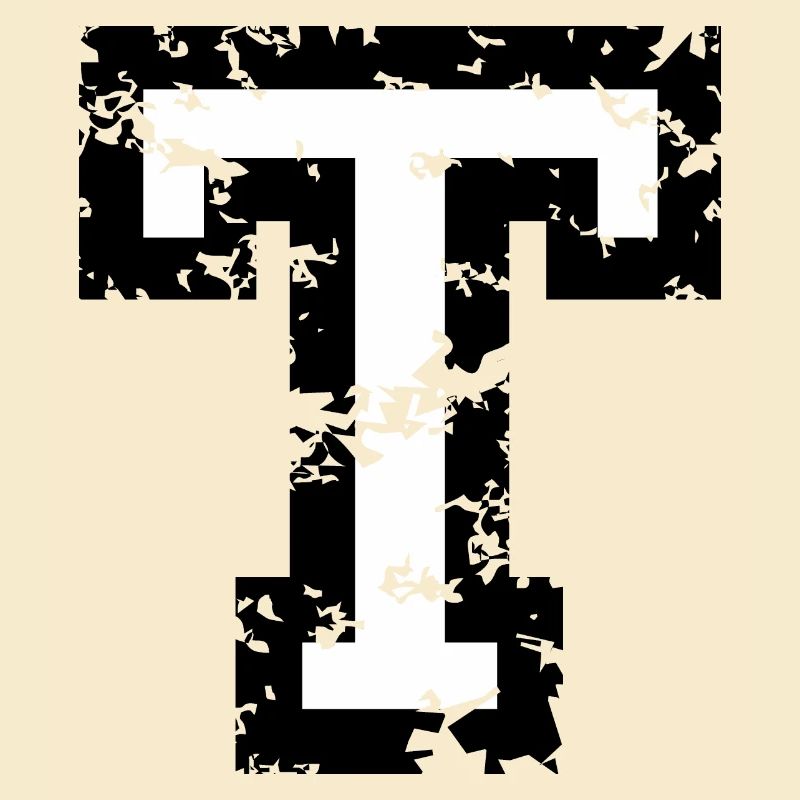 Letter T (Distressed) two-color Black/White